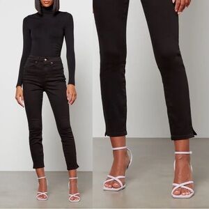 Good American • Good Waist Crop Side Slit Jeans Black skinny high rise ankle